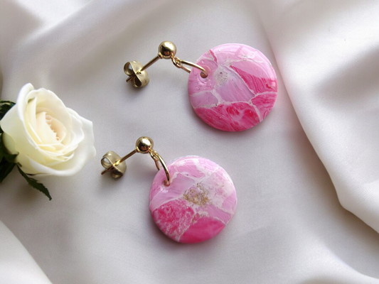 Romantic Marbled Polymer Clay Earrings