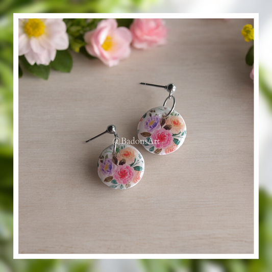 Floral hypoallergenic earrings - rounded shape