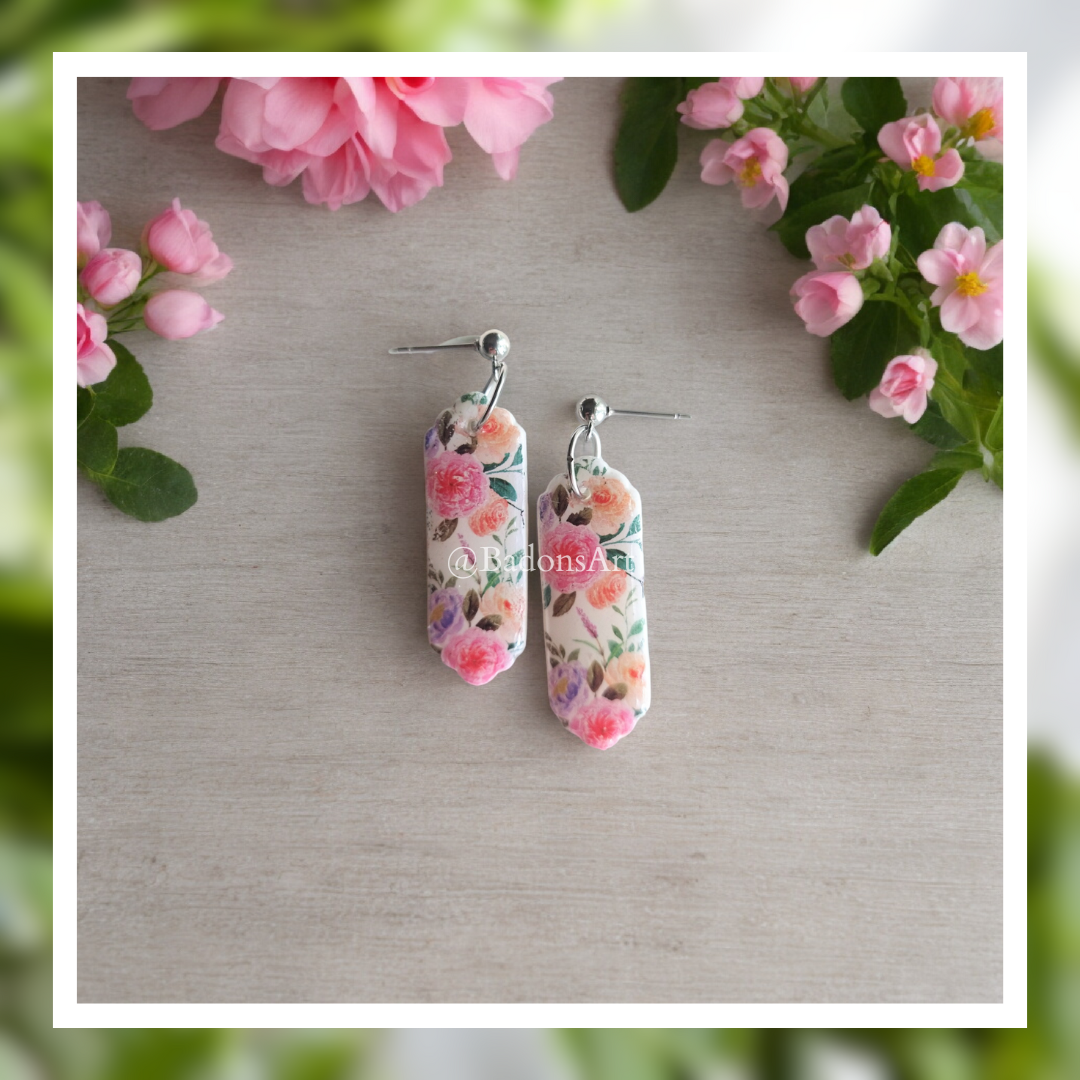 Floral hypoallergenic earrings - long shape