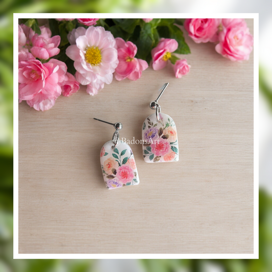 Floral hypoallergenic earrings - arch shape