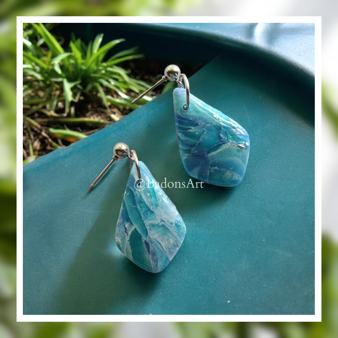 Hypoallergenic, teardrop blue earrings