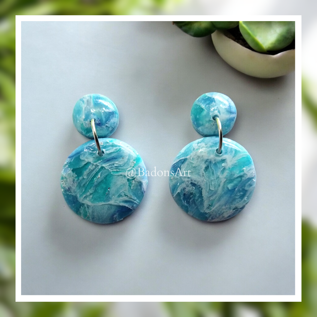 Hypoallergenic, rounded blue earrings